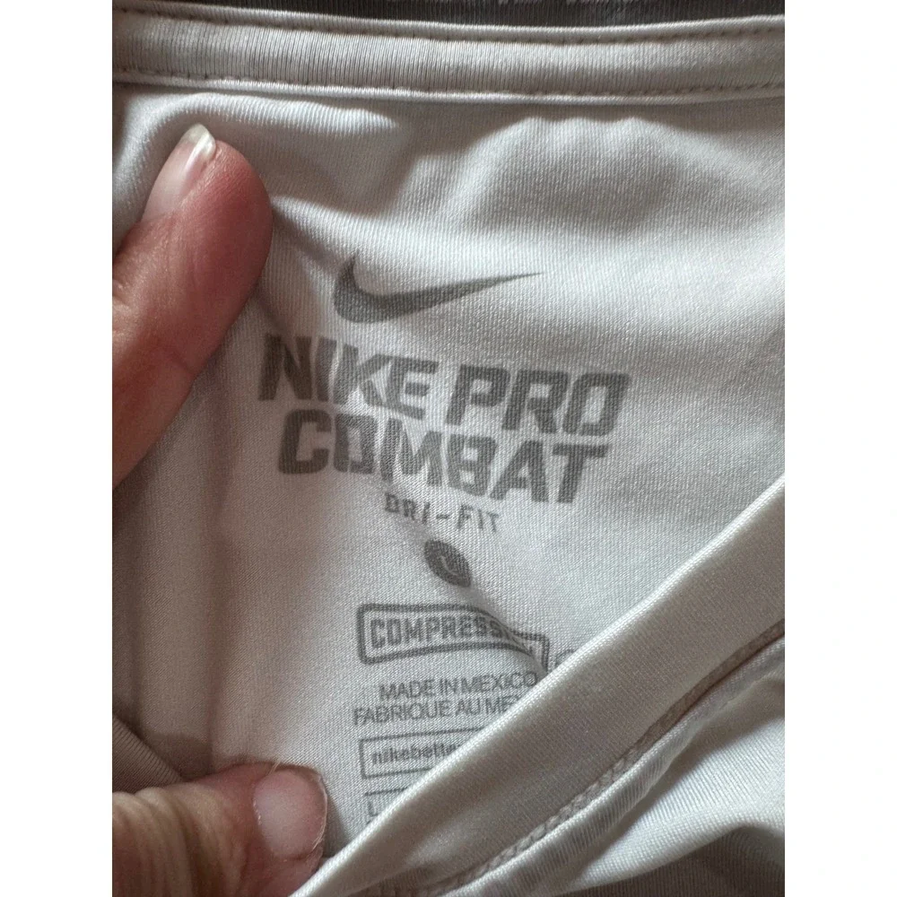 Nike Pro Combat Dri-FIT Compression Shirt Mens Large Grey Short Sleeve Training